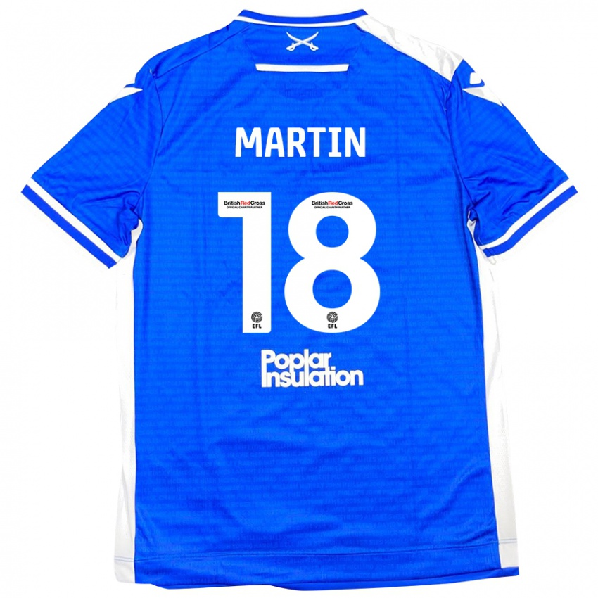 Hombre Camiseta Chris Martin #18 Azul Blanco 1ª Equipación 2024/25 La Camisa Chile