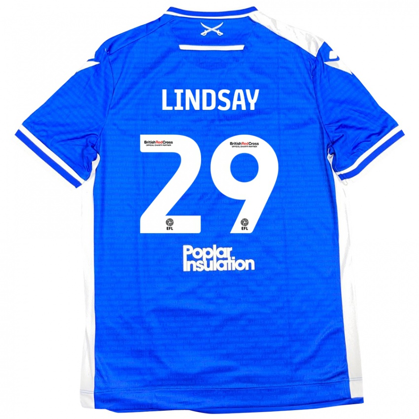 Hombre Camiseta Jamie Lindsay #29 Azul Blanco 1ª Equipación 2024/25 La Camisa Chile