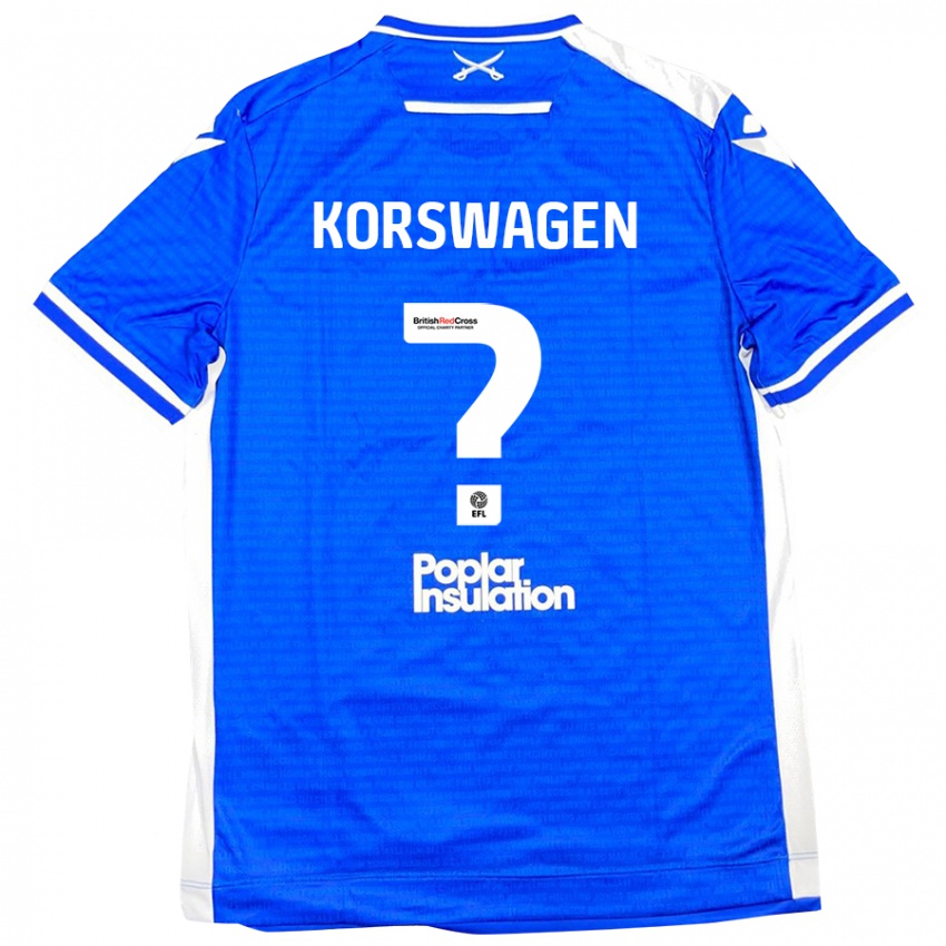 Hombre Camiseta Mattijis Korswagen #0 Azul Blanco 1ª Equipación 2024/25 La Camisa Chile