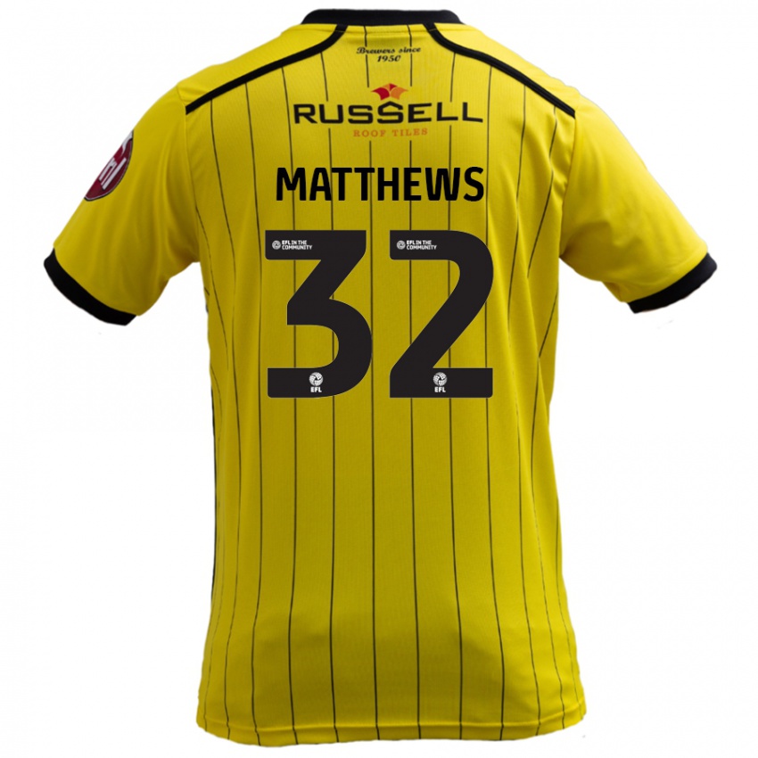 Hombre Camiseta Daniel Matthews #32 Amarillo 1ª Equipación 2024/25 La Camisa Chile