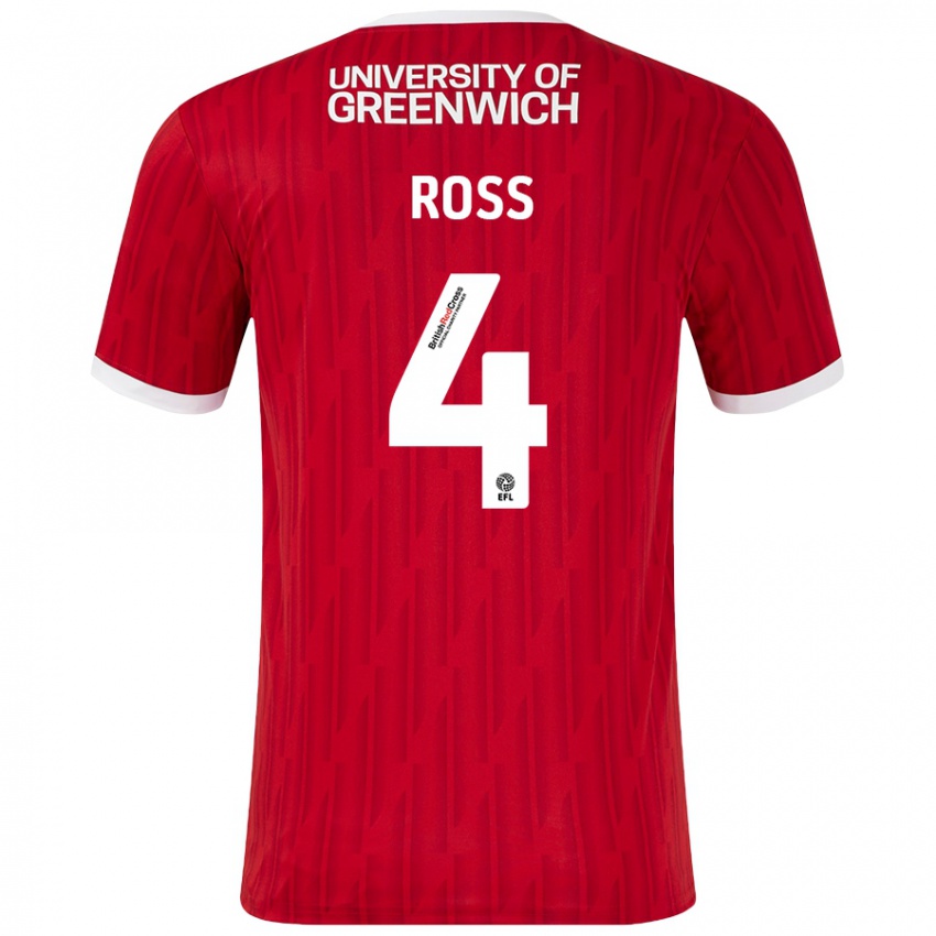 Hombre Camiseta Mia Ross #4 Rojo Blanco 1ª Equipación 2024/25 La Camisa Chile