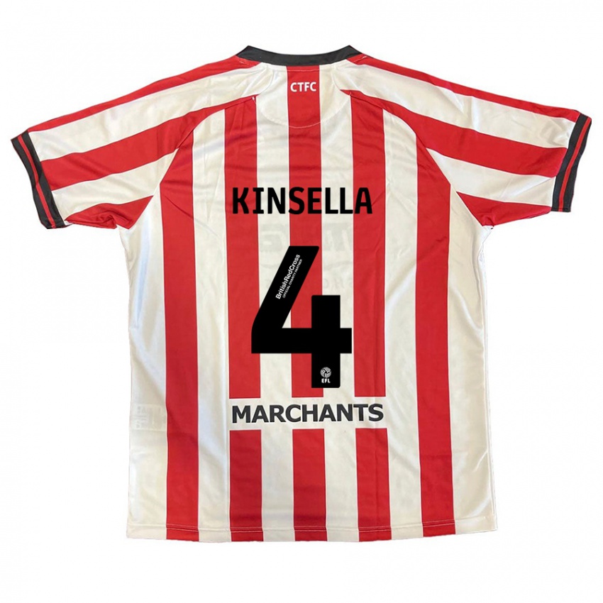 Hombre Camiseta Liam Kinsella #4 Rojo Blanco 1ª Equipación 2024/25 La Camisa Chile