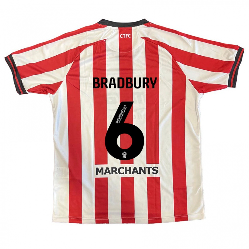 Hombre Camiseta Tom Bradbury #6 Rojo Blanco 1ª Equipación 2024/25 La Camisa Chile