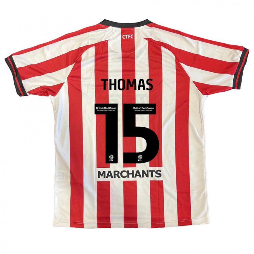 Hombre Camiseta Jordan Thomas #15 Rojo Blanco 1ª Equipación 2024/25 La Camisa Chile