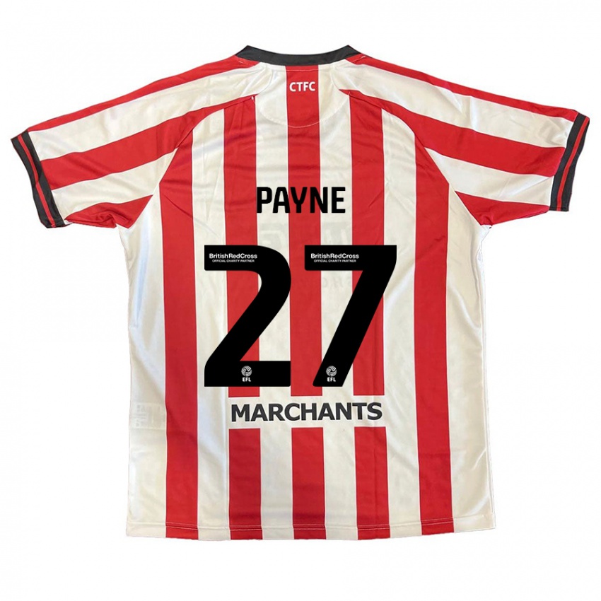 Hombre Camiseta Lewis Payne #27 Rojo Blanco 1ª Equipación 2024/25 La Camisa Chile