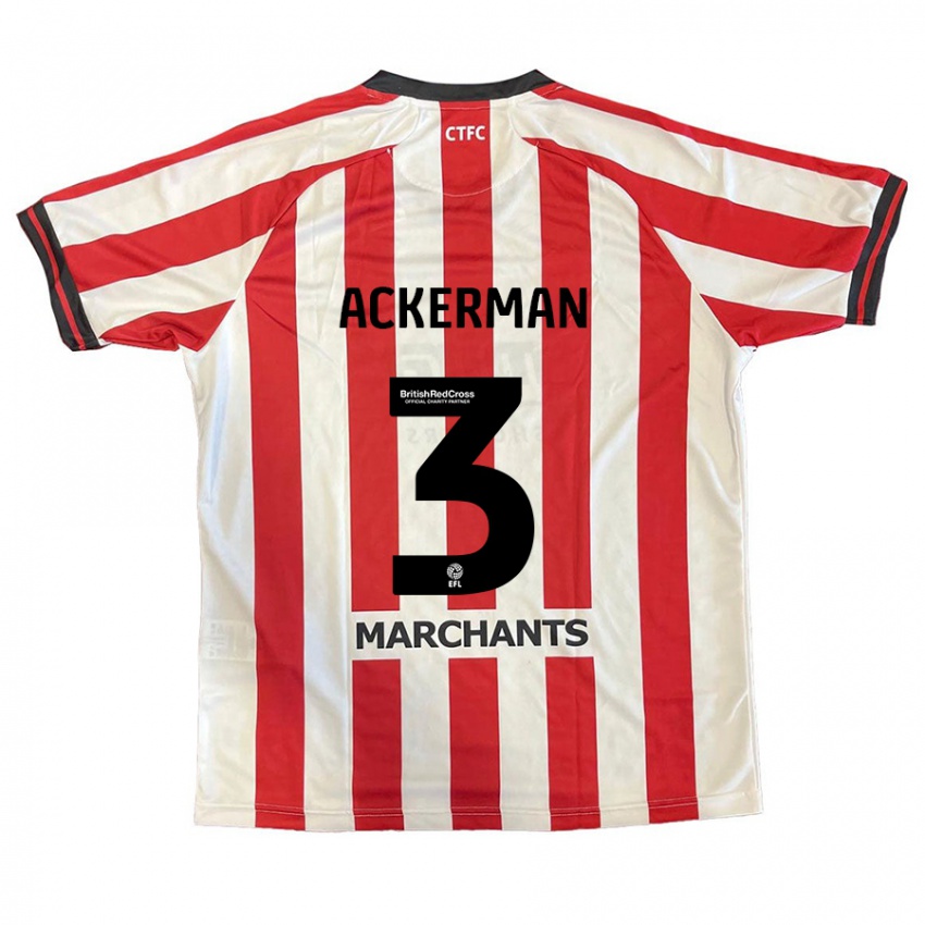 Hombre Camiseta Daisy Ackerman #3 Rojo Blanco 1ª Equipación 2024/25 La Camisa Chile