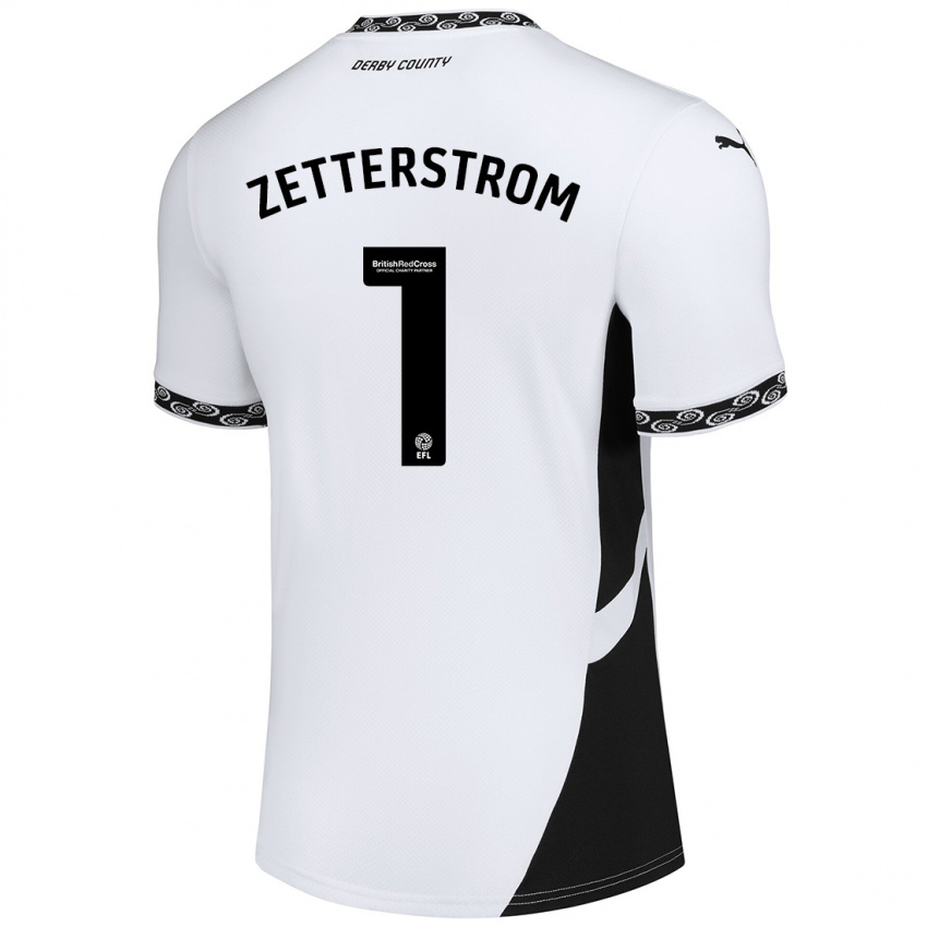 Hombre Camiseta Jacob Widell Zetterström #1 Blanco Negro 1ª Equipación 2024/25 La Camisa Chile