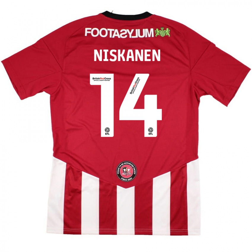 Hombre Camiseta Ilmari Niskanen #14 Rojo Blanco 1ª Equipación 2024/25 La Camisa Chile