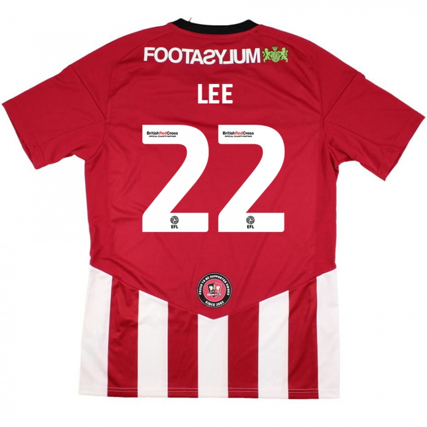 Hombre Camiseta Harry Lee #22 Rojo Blanco 1ª Equipación 2024/25 La Camisa Chile