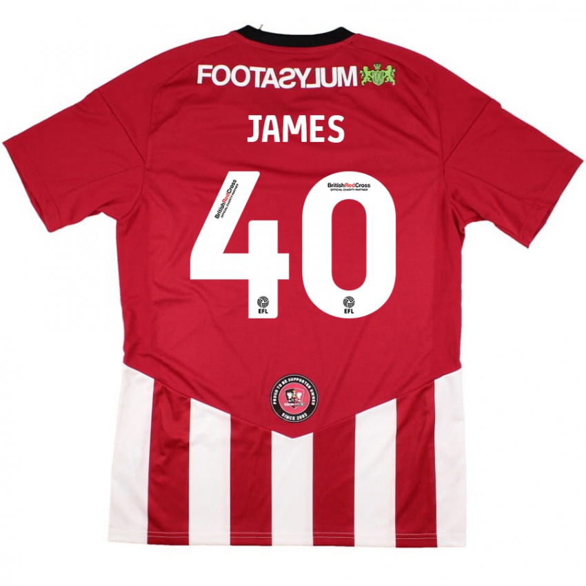 Hombre Camiseta Ed James #40 Rojo Blanco 1ª Equipación 2024/25 La Camisa Chile