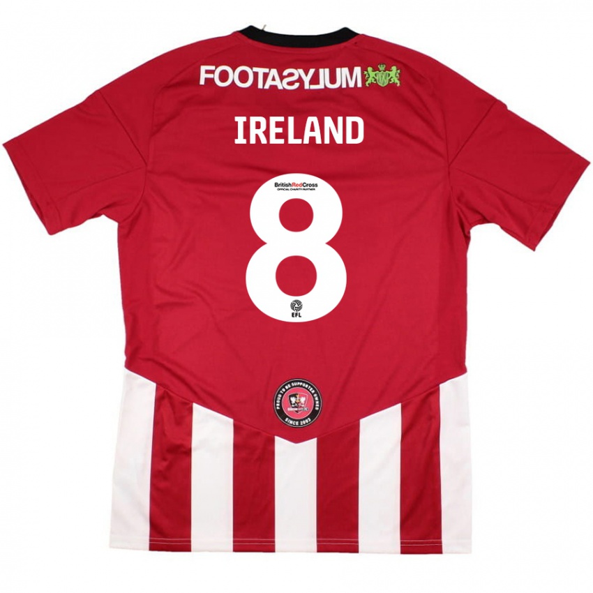 Hombre Camiseta Beth Ireland #8 Rojo Blanco 1ª Equipación 2024/25 La Camisa Chile