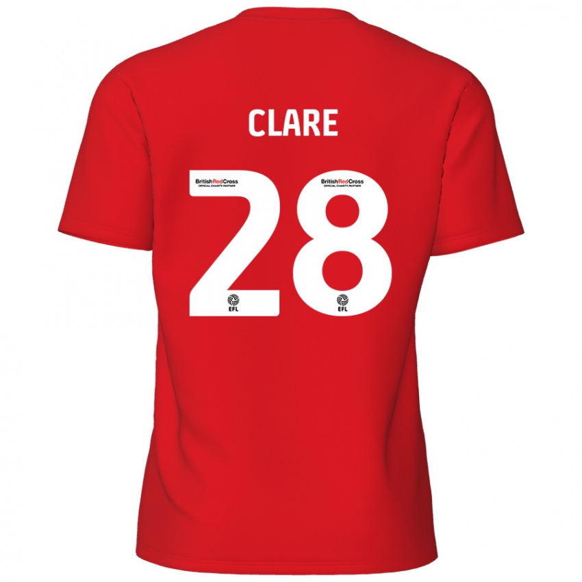 Hombre Camiseta Sean Clare #28 Rojo 1ª Equipación 2024/25 La Camisa Chile