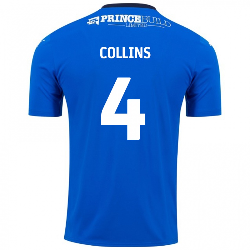 Hombre Camiseta Archie Collins #4 Azul Blanco 1ª Equipación 2024/25 La Camisa Chile