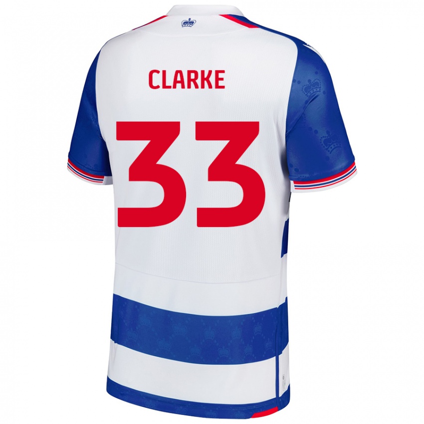 Hombre Camiseta John Clarke #33 Azul Blanco 1ª Equipación 2024/25 La Camisa Chile