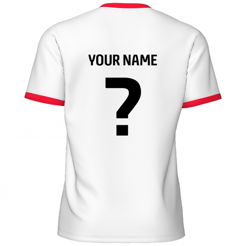 Hombre Camiseta Su Nombre #0 Blanco Rojo 1ª Equipación 2024/25 La Camisa Chile