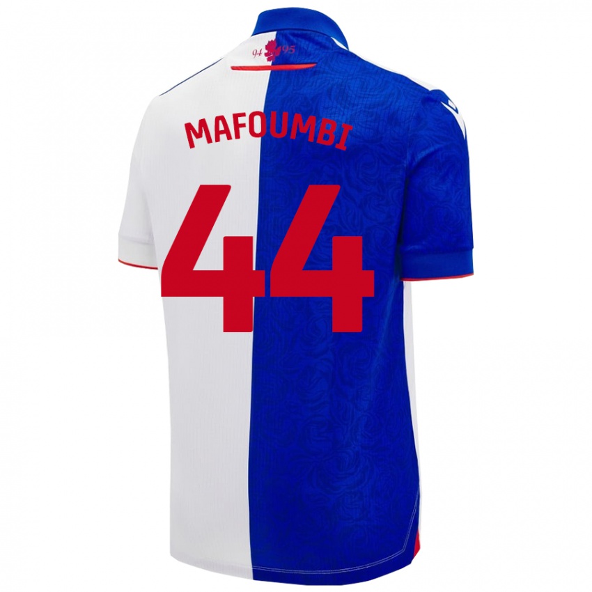 Hombre Camiseta Exaucé Mafoumbi #44 Azul Cielo Blanco 1ª Equipación 2024/25 La Camisa Chile