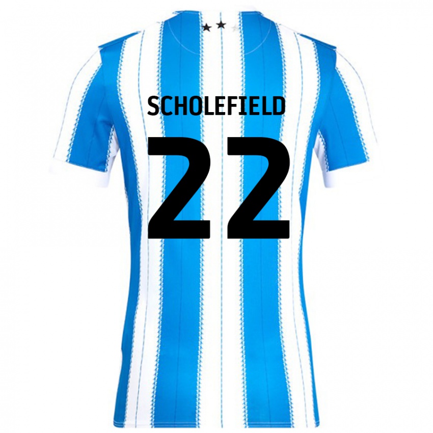 Hombre Camiseta Lois Scholefield #22 Azul Blanco 1ª Equipación 2024/25 La Camisa Chile