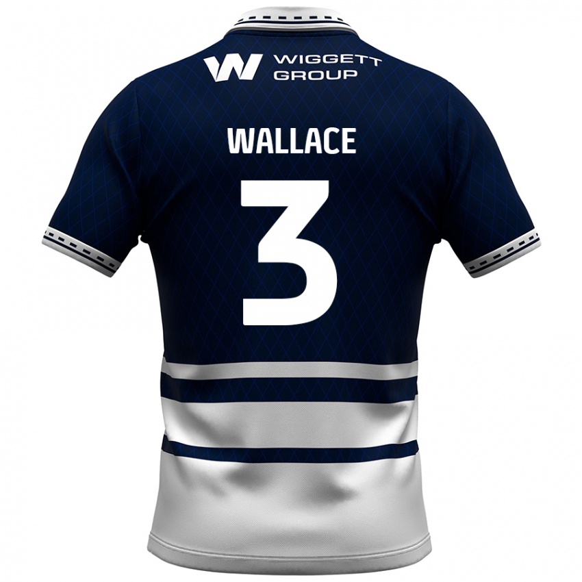 Hombre Camiseta Murray Wallace #3 Azul Marino Blanco 1ª Equipación 2024/25 La Camisa Chile