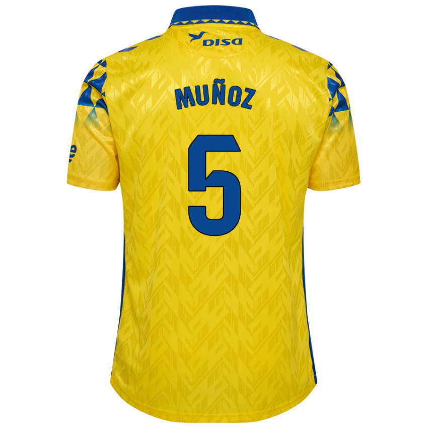 Hombre Camiseta Javi Muñoz #5 Amarillo Azul 1ª Equipación 2024/25 La Camisa Chile