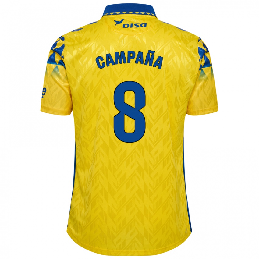 Hombre Camiseta José Campaña #8 Amarillo Azul 1ª Equipación 2024/25 La Camisa Chile