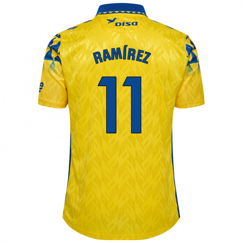 Hombre Camiseta Benito Ramírez #11 Amarillo Azul 1ª Equipación 2024/25 La Camisa Chile