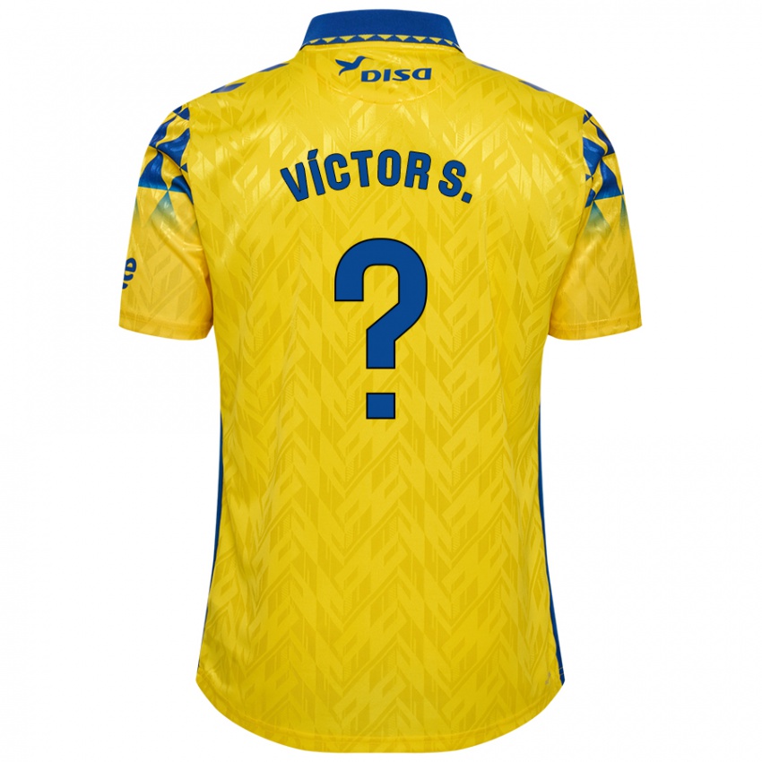 Hombre Camiseta Víctor Sánchez #0 Amarillo Azul 1ª Equipación 2024/25 La Camisa Chile