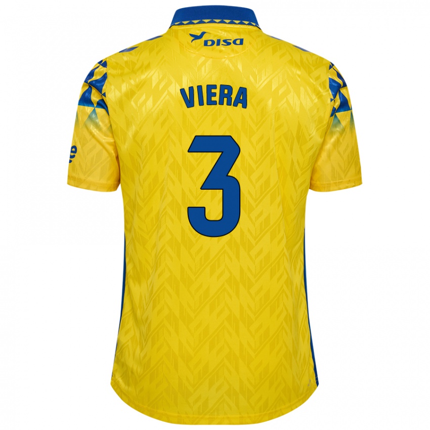 Hombre Camiseta Óliver Viera #3 Amarillo Azul 1ª Equipación 2024/25 La Camisa Chile