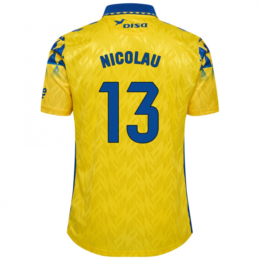 Hombre Camiseta Nacho Nicolau #13 Amarillo Azul 1ª Equipación 2024/25 La Camisa Chile