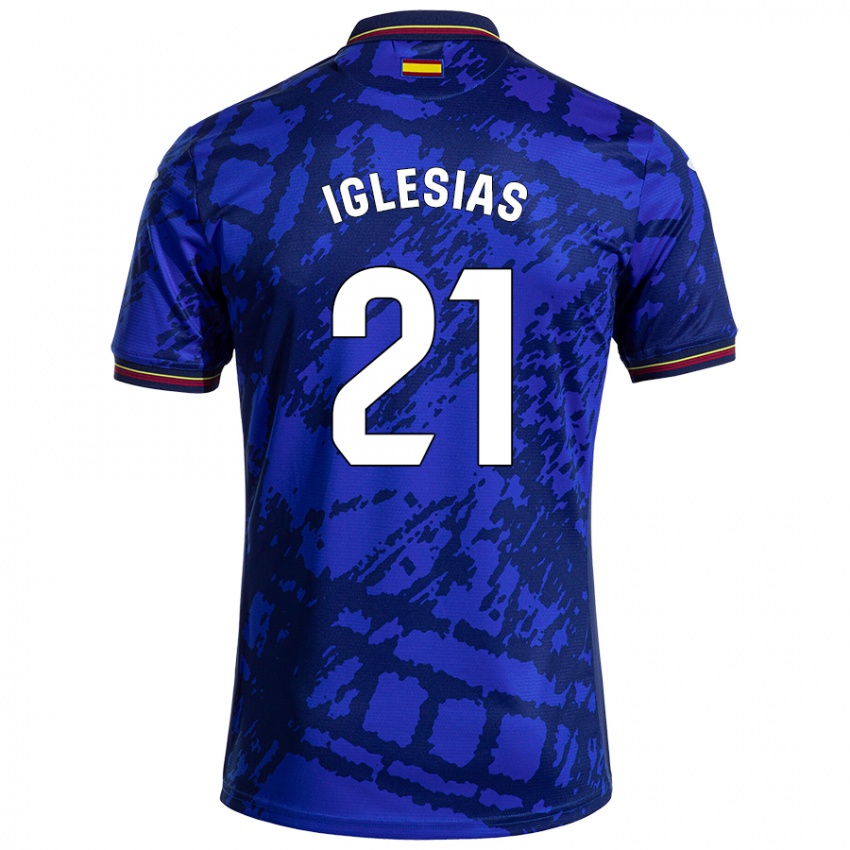 Hombre Camiseta Juan Iglesias #21 Azul Más Oscuro 1ª Equipación 2024/25 La Camisa Chile