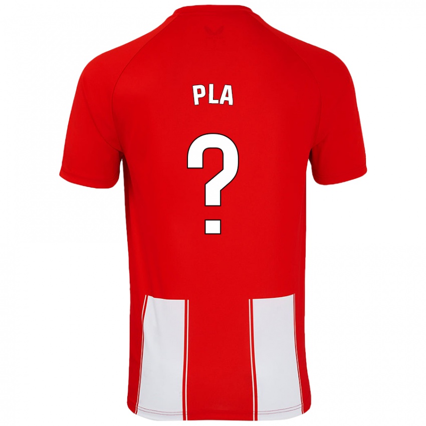 Hombre Camiseta Edu Pla #0 Rojo Blanco 1ª Equipación 2024/25 La Camisa Chile