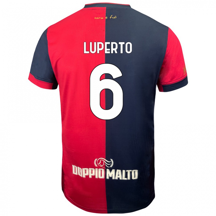 Hombre Camiseta Sebastiano Luperto #6 Rojo Azul Más Oscuro 1ª Equipación 2024/25 La Camisa Chile