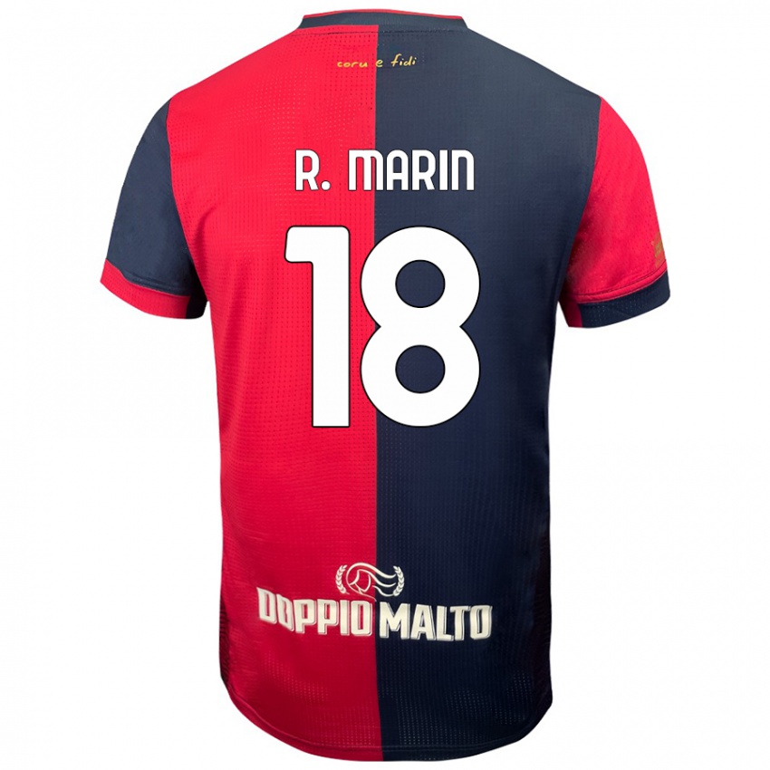 Hombre Camiseta Răzvan Marin #18 Rojo Azul Más Oscuro 1ª Equipación 2024/25 La Camisa Chile