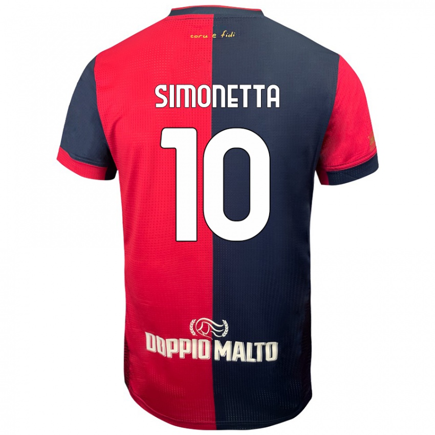 Hombre Camiseta Jacopo Simonetta #10 Rojo Azul Más Oscuro 1ª Equipación 2024/25 La Camisa Chile