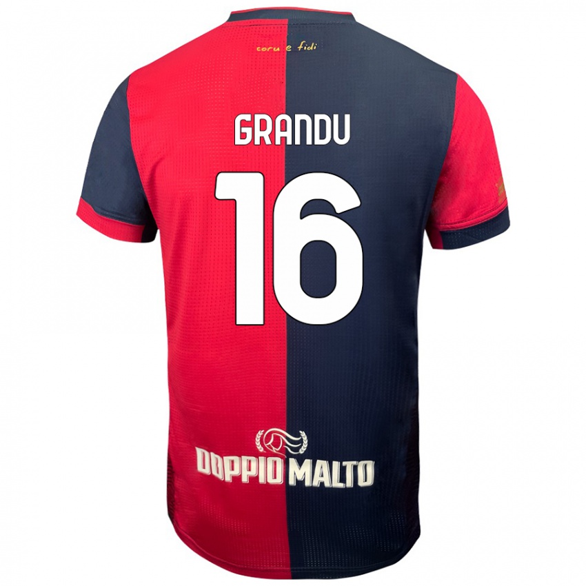 Hombre Camiseta Nicola Grandu #16 Rojo Azul Más Oscuro 1ª Equipación 2024/25 La Camisa Chile