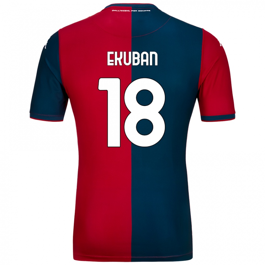 Hombre Camiseta Caleb Ekuban #18 Rojo Azul Oscuro 1ª Equipación 2024/25 La Camisa Chile