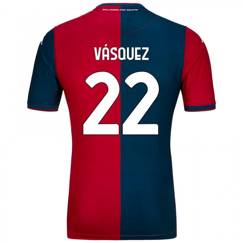 Hombre Camiseta Johan Vásquez #22 Rojo Azul Oscuro 1ª Equipación 2024/25 La Camisa Chile