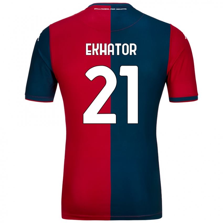 Hombre Camiseta Jeff Ekhator #21 Rojo Azul Oscuro 1ª Equipación 2024/25 La Camisa Chile