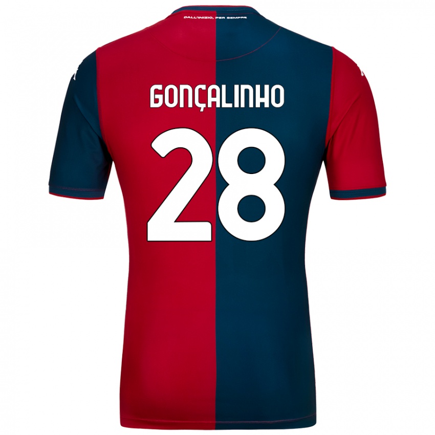 Hombre Camiseta João Gonçalinho #28 Rojo Azul Oscuro 1ª Equipación 2024/25 La Camisa Chile