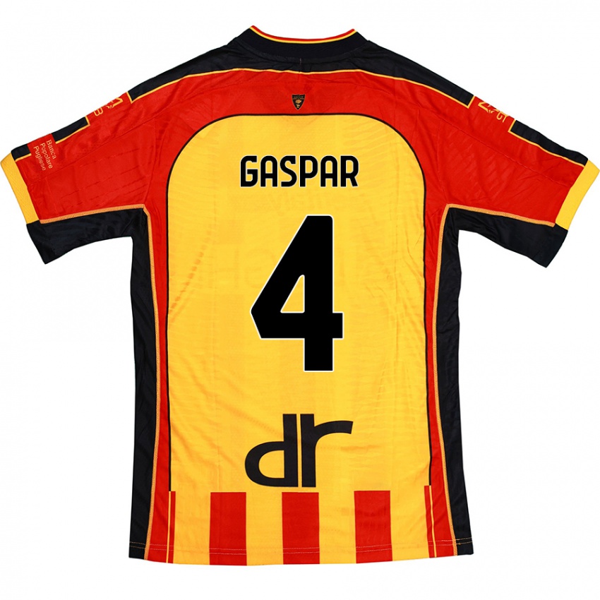 Hombre Camiseta Kialonda Gaspar #4 Amarillo Rojo 1ª Equipación 2024/25 La Camisa Chile