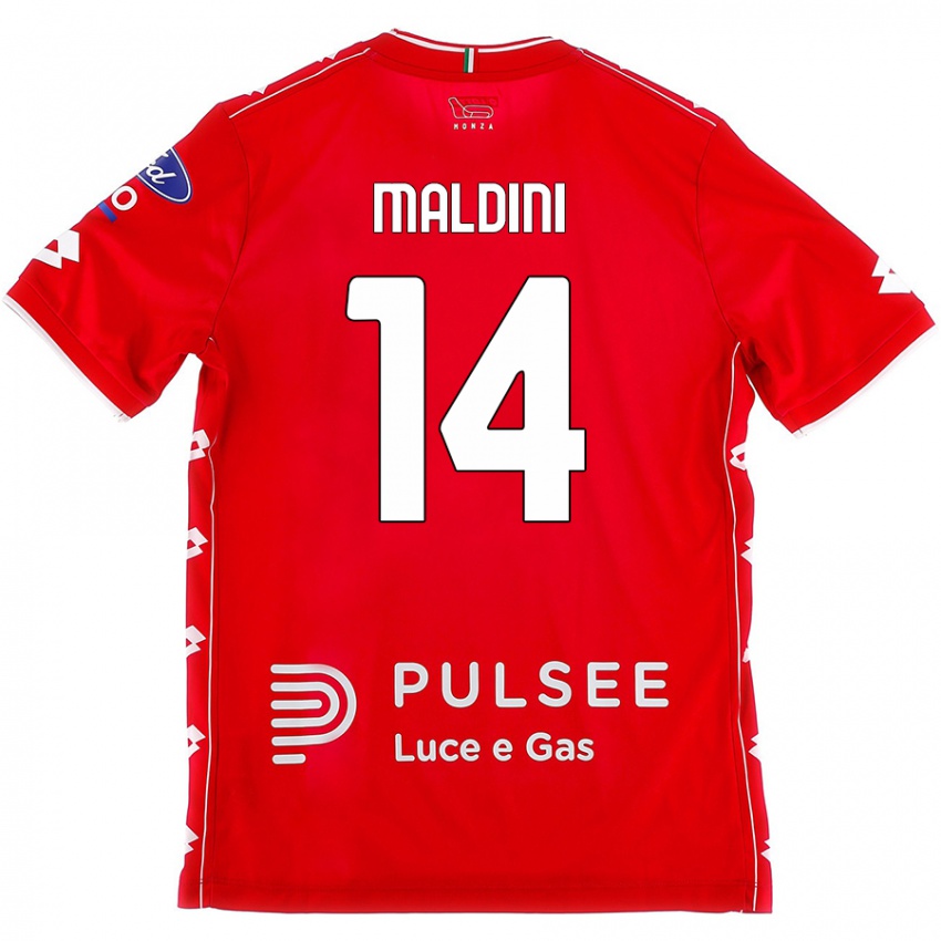 Hombre Camiseta Daniel Maldini #14 Rojo Blanco 1ª Equipación 2024/25 La Camisa Chile