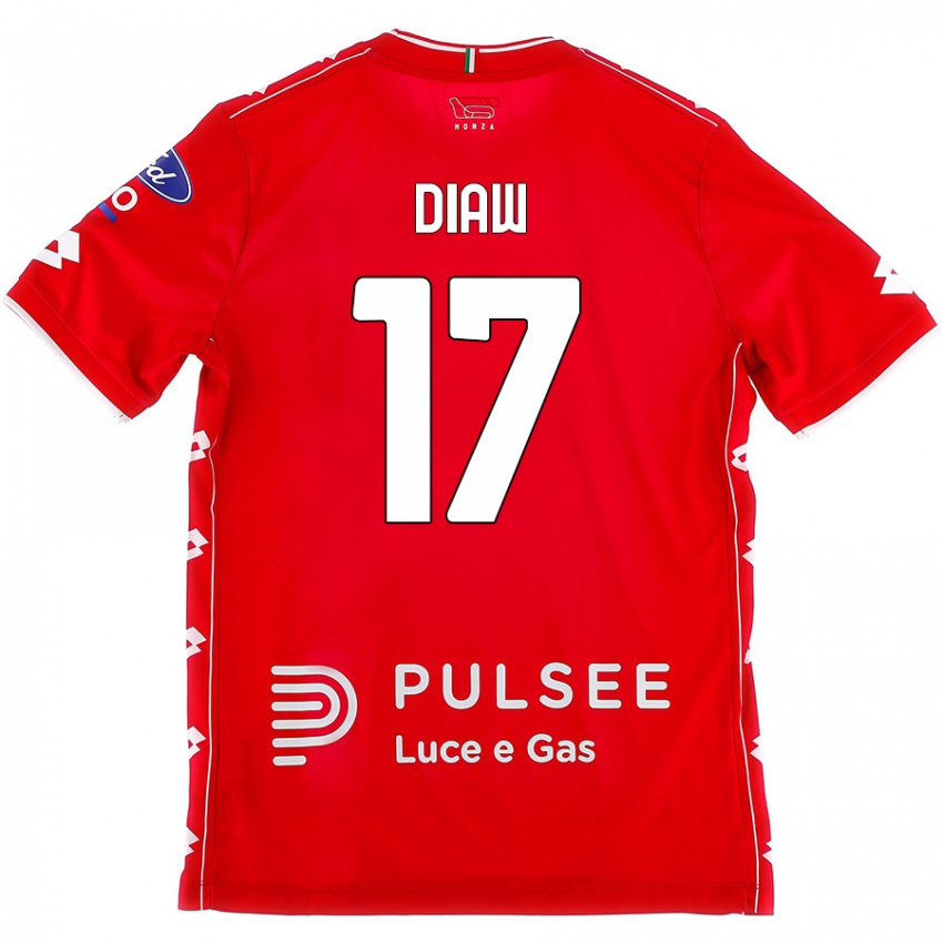 Hombre Camiseta Davide Diaw #17 Rojo Blanco 1ª Equipación 2024/25 La Camisa Chile