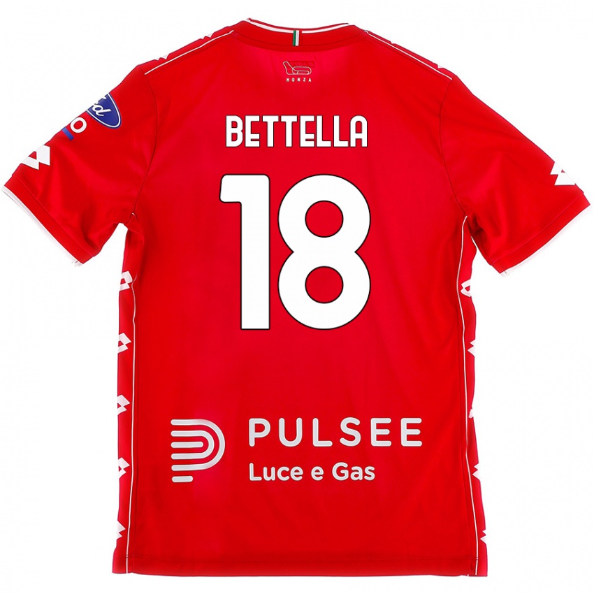 Hombre Camiseta Davide Bettella #18 Rojo Blanco 1ª Equipación 2024/25 La Camisa Chile