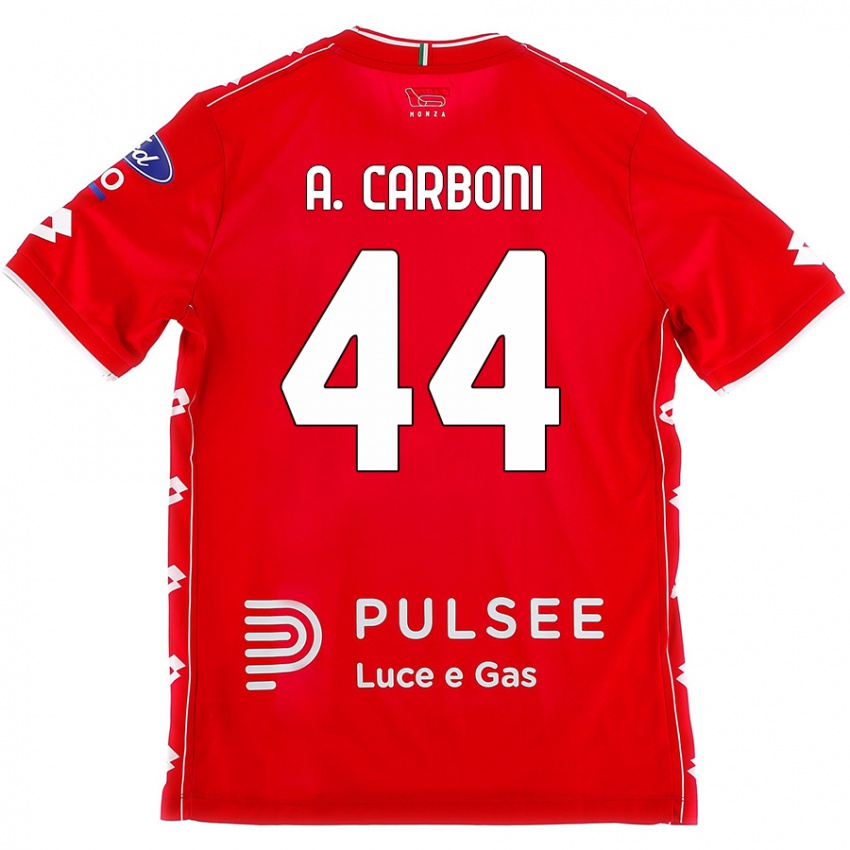 Hombre Camiseta Andrea Carboni #44 Rojo Blanco 1ª Equipación 2024/25 La Camisa Chile