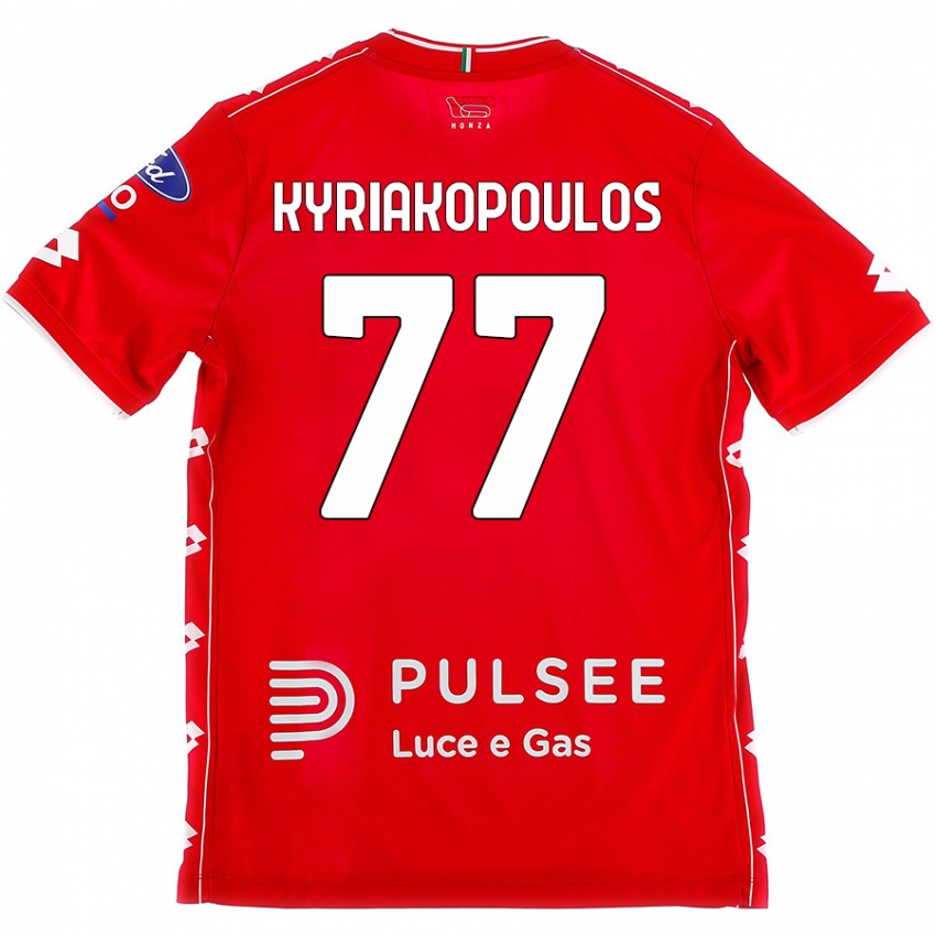 Hombre Camiseta Georgios Kyriakopoulos #77 Rojo Blanco 1ª Equipación 2024/25 La Camisa Chile