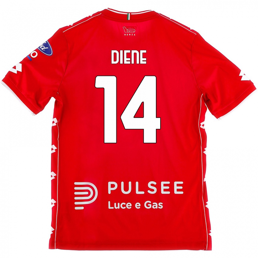 Hombre Camiseta Abdou Diene #14 Rojo Blanco 1ª Equipación 2024/25 La Camisa Chile