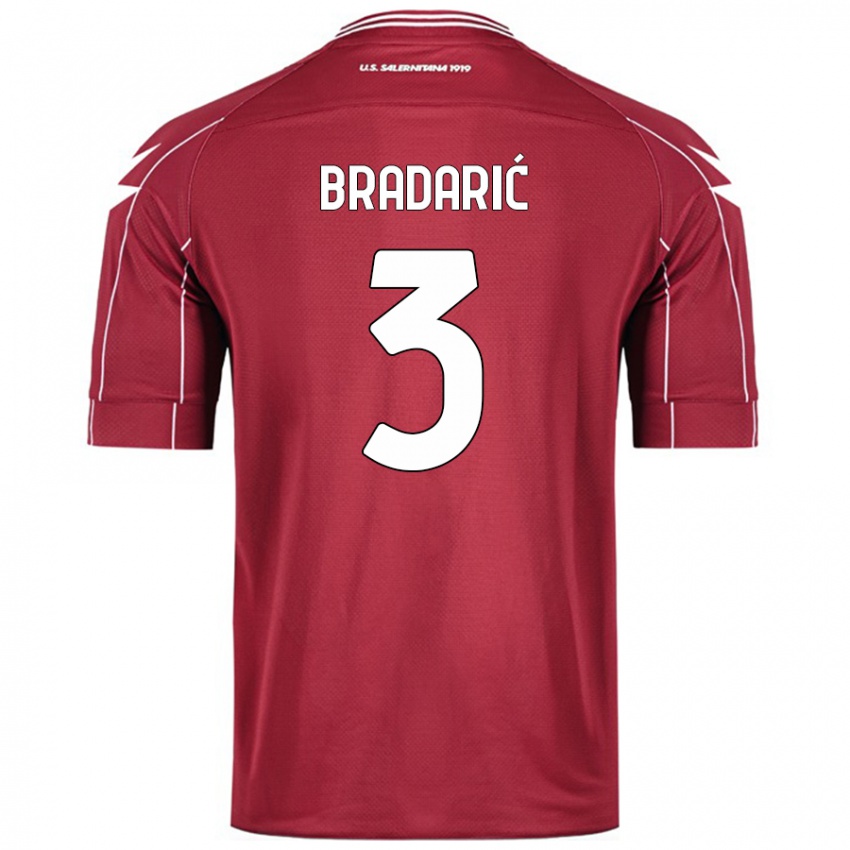 Hombre Camiseta Domagoj Bradarić #3 Borgoña 1ª Equipación 2024/25 La Camisa Chile