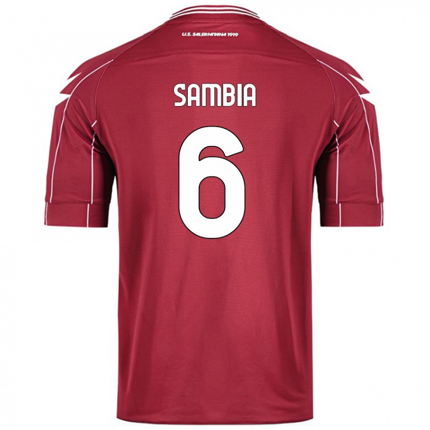 Hombre Camiseta Junior Sambia #6 Borgoña 1ª Equipación 2024/25 La Camisa Chile