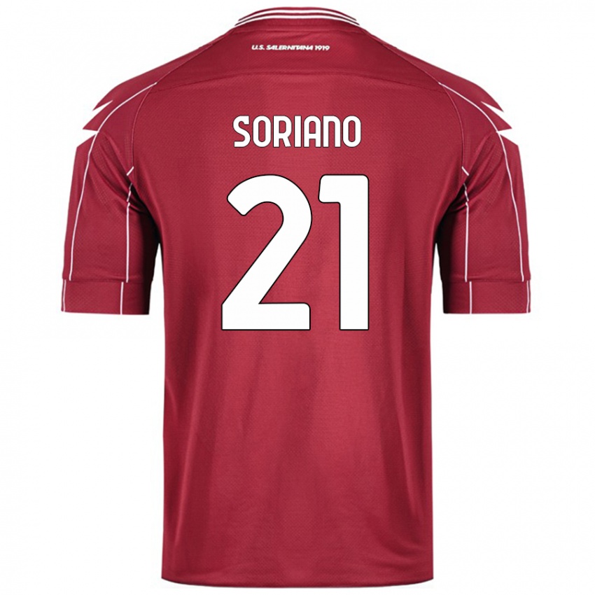 Hombre Camiseta Roberto Soriano #21 Borgoña 1ª Equipación 2024/25 La Camisa Chile