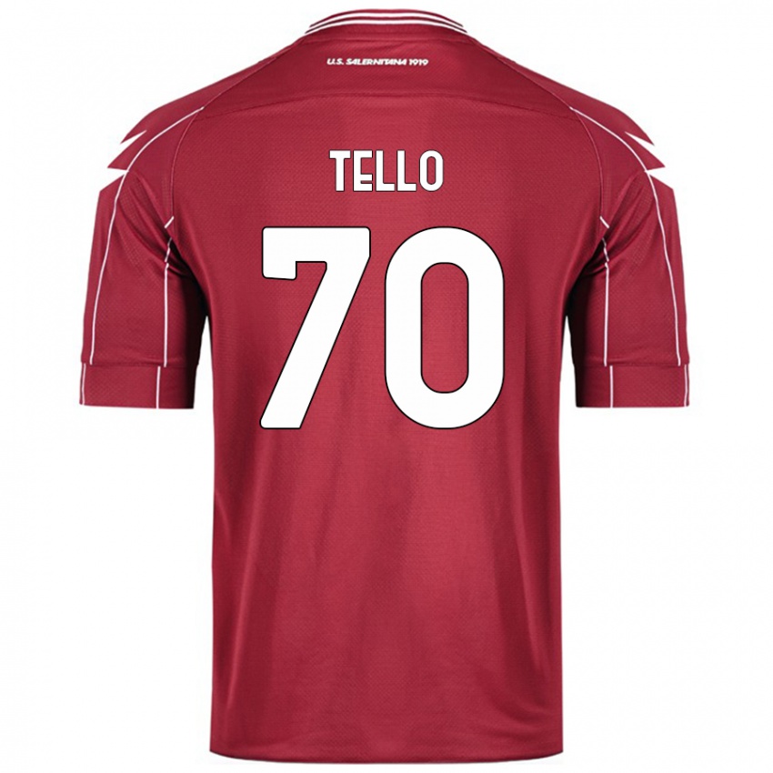 Hombre Camiseta Andrés Tello #70 Borgoña 1ª Equipación 2024/25 La Camisa Chile