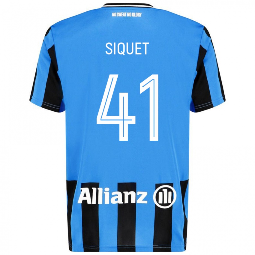 Hombre Camiseta Hugo Siquet #41 Azul Cielo Negro 1ª Equipación 2024/25 La Camisa Chile